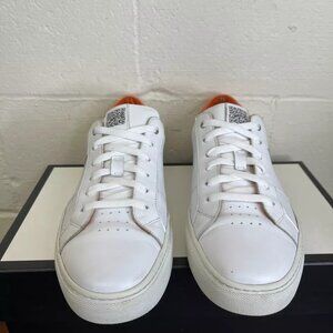 Greats Brooklyn Fuku Low White Orange Leather Sneakers Lace up Men's Size 10 US